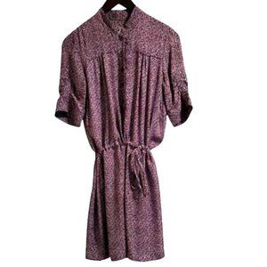 Pippa 100% Silk Navy w/ Red and Pink Polka Dots Drawstring Shirt Dress - Size 6